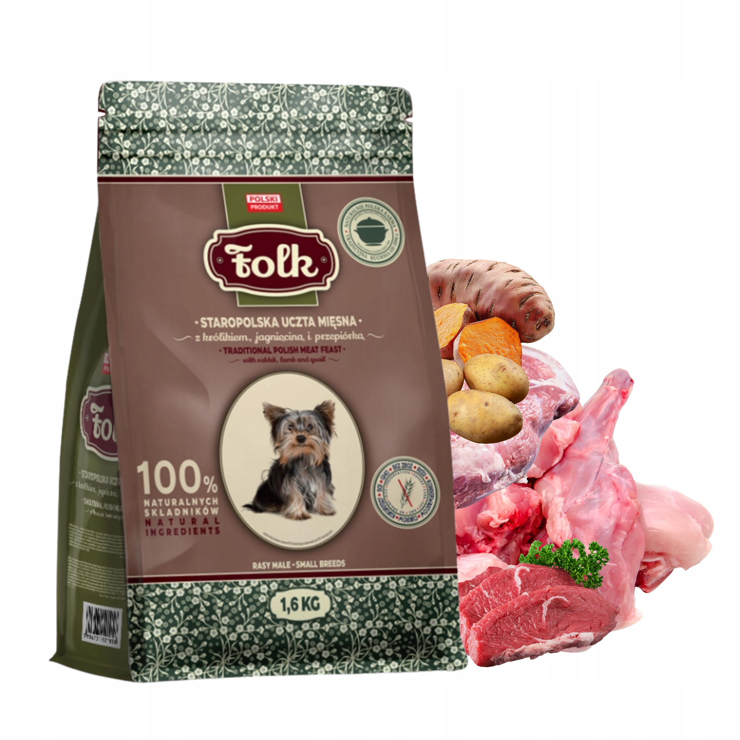 Levně Folk Mini Krmivo pro psy Staropolska Hostina jehněčí králík 1,6 kg