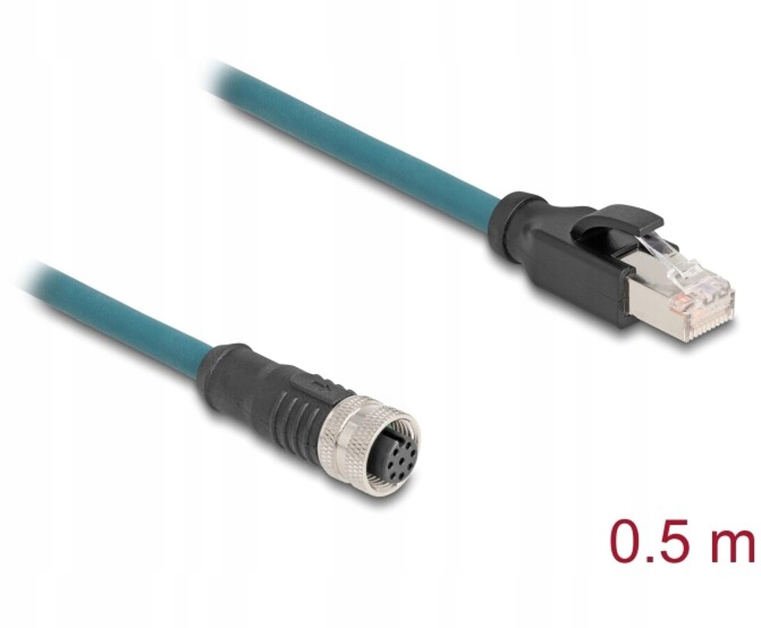 Przewód adapter IP67 M12 A-coded 8-pin żeński - RJ45 Cat.6A Delock 60074