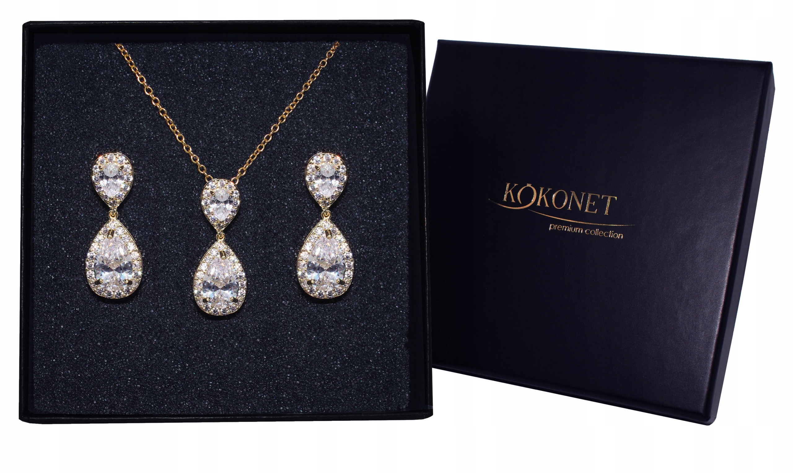 Pozlacený set náušnice náhrdelník přívěsek glam