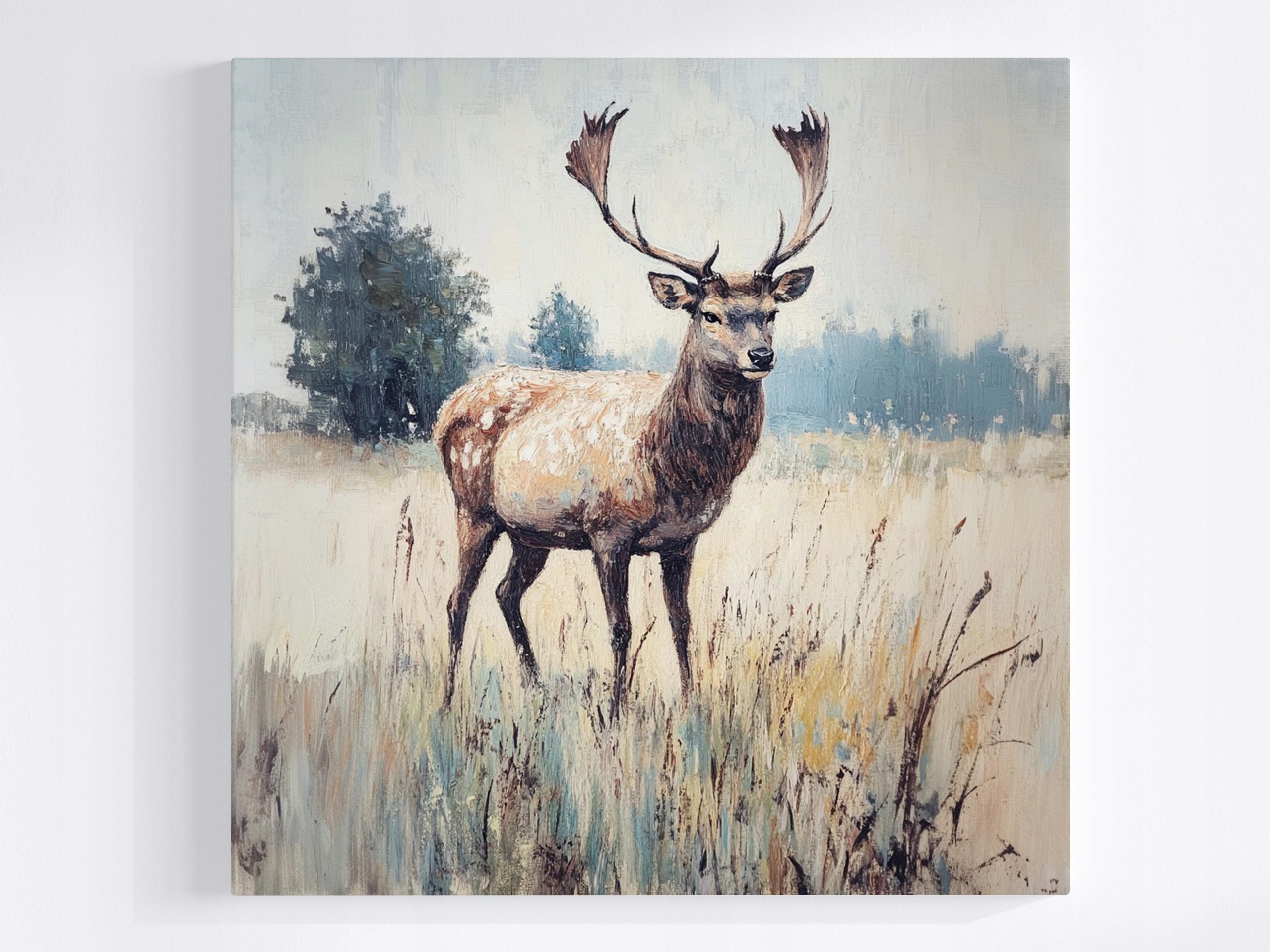 Obraz Na Plátně Canvas Portrét Jelen Louka Skandinávský Les Styl 80x80