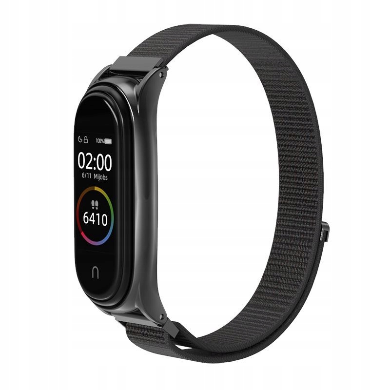 Pasek Nylon Braders do Xiaomi MiBand 5 / 6 / 6 NFC Kolor czarny