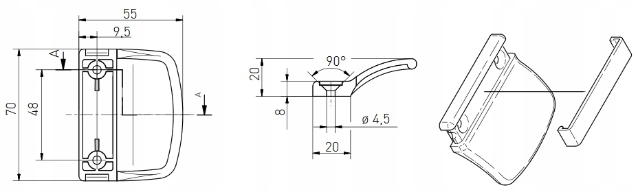 ZATRZASK BALKONOWY UCHWYT PALACZA POCHWYT ANTRACYT Marka Adgo