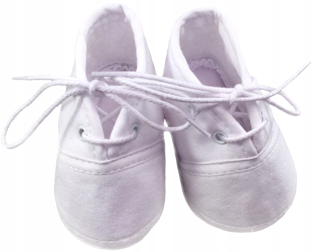 BUCIKI niemowlęce białe wiązane 10 cm