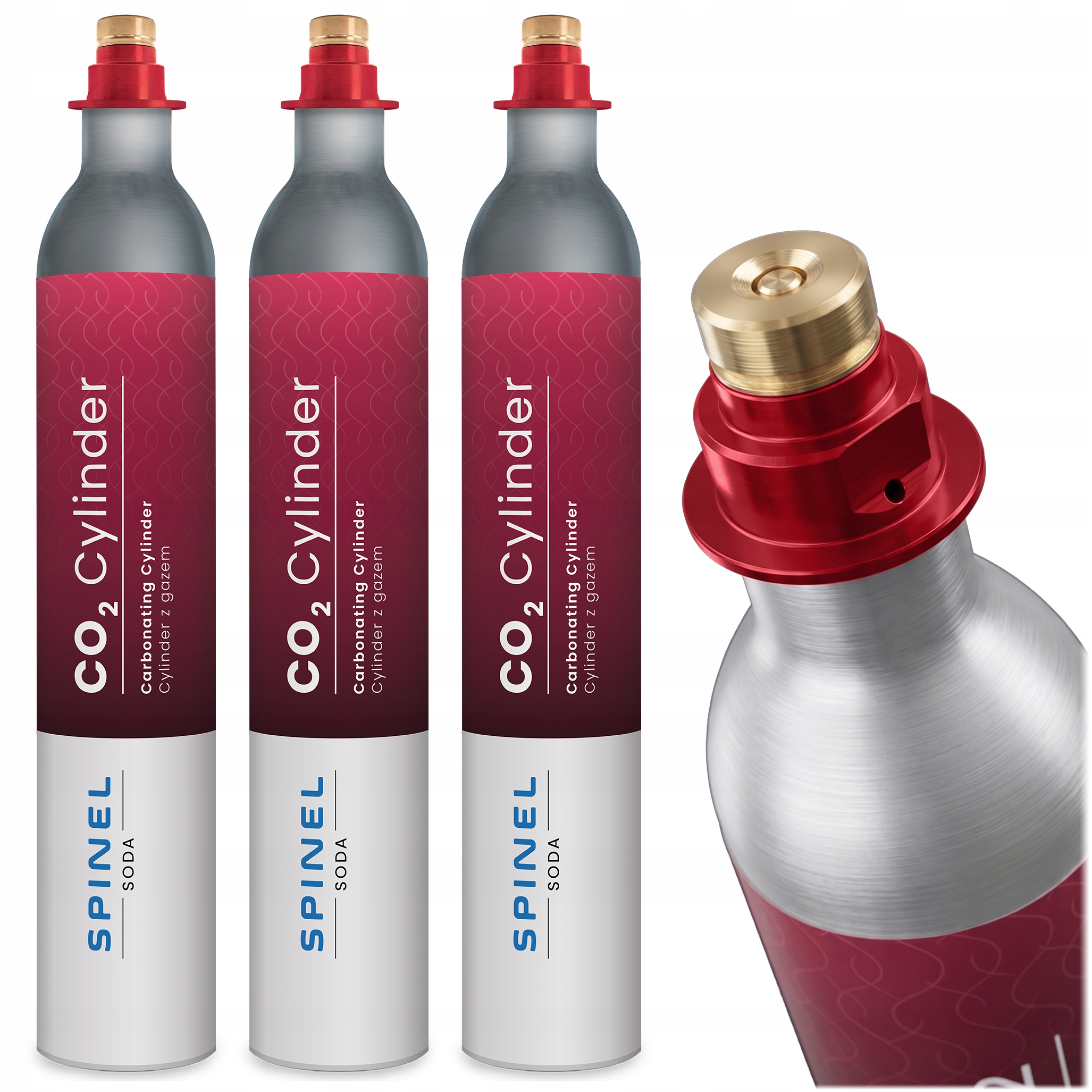 3x Bombička CO2 Spinel Soda Quick Change Cylinder S Plynom Do Výrobníka Sódy Ružový