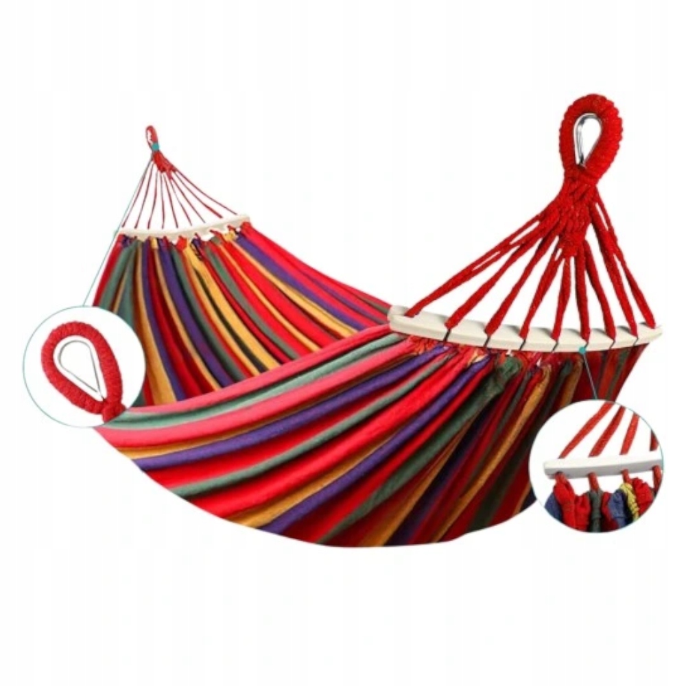 HAMAK OGRODOWY ze stelażem dwuosobowy brazylijski DUŻY RED GARDEN ZESTAW