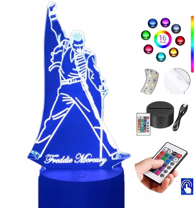 

Lampka Nocna Freddie Mercury Quenn 16 Led Plexido