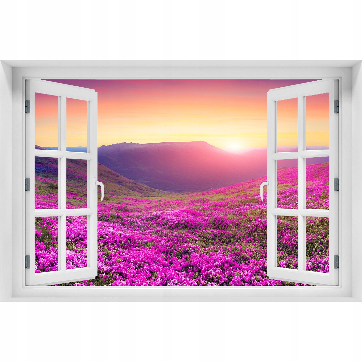 

Naklejka Fototapeta 3D Okno Różowe wzgórza 120x80