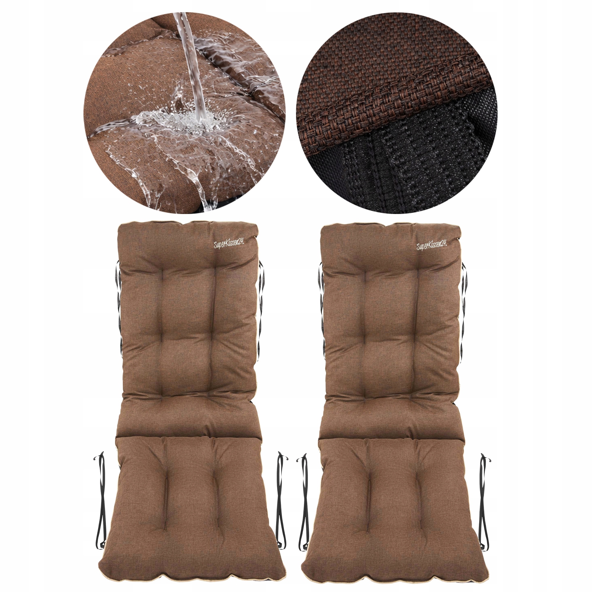Set polštář Voděodolná na zahradní židli 48x48x75 Len Hnědá 2ks