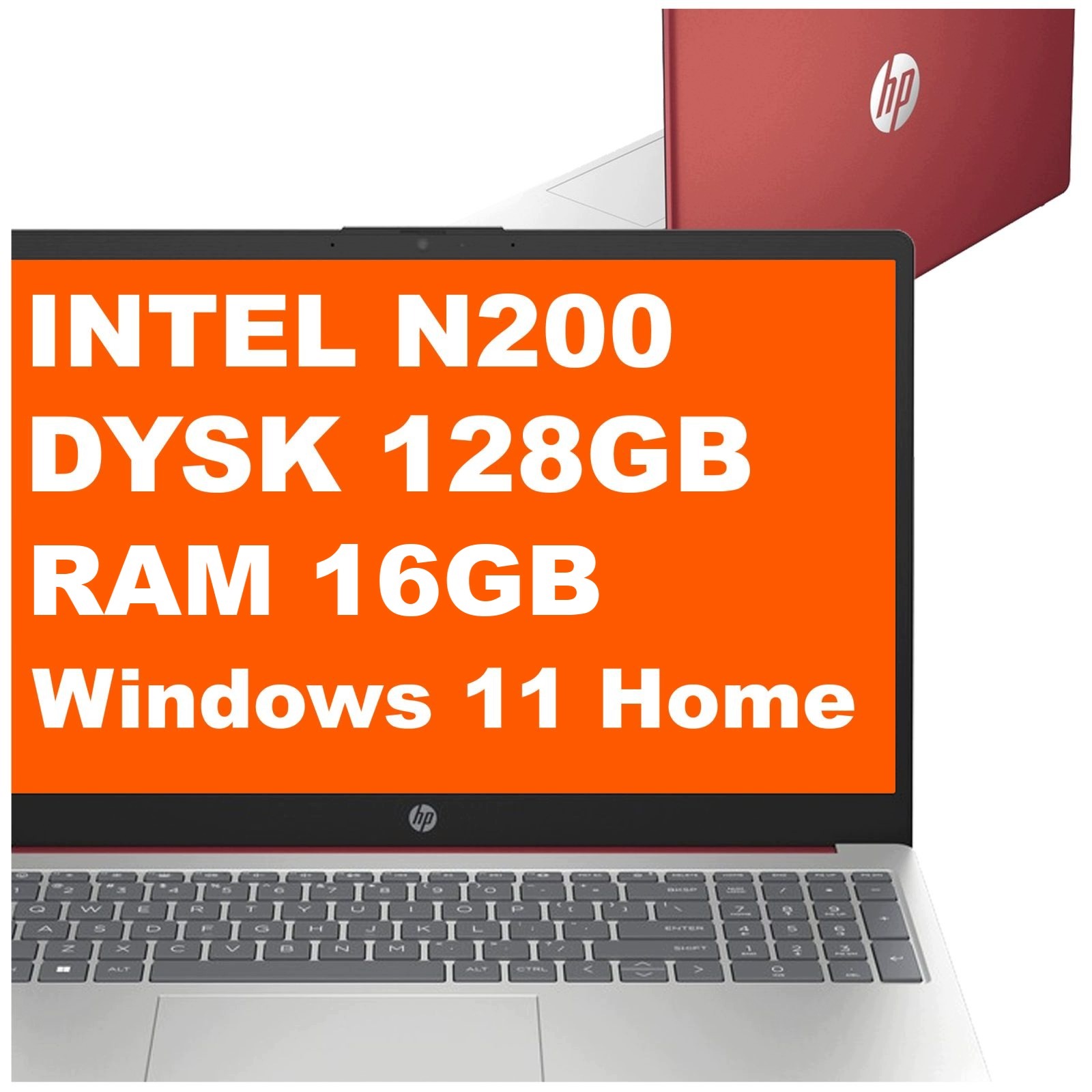 Laptop Hp 15-fd N200 16GB 128GB Ufs Uhd 15,6" Hd Win 11 Czerwony