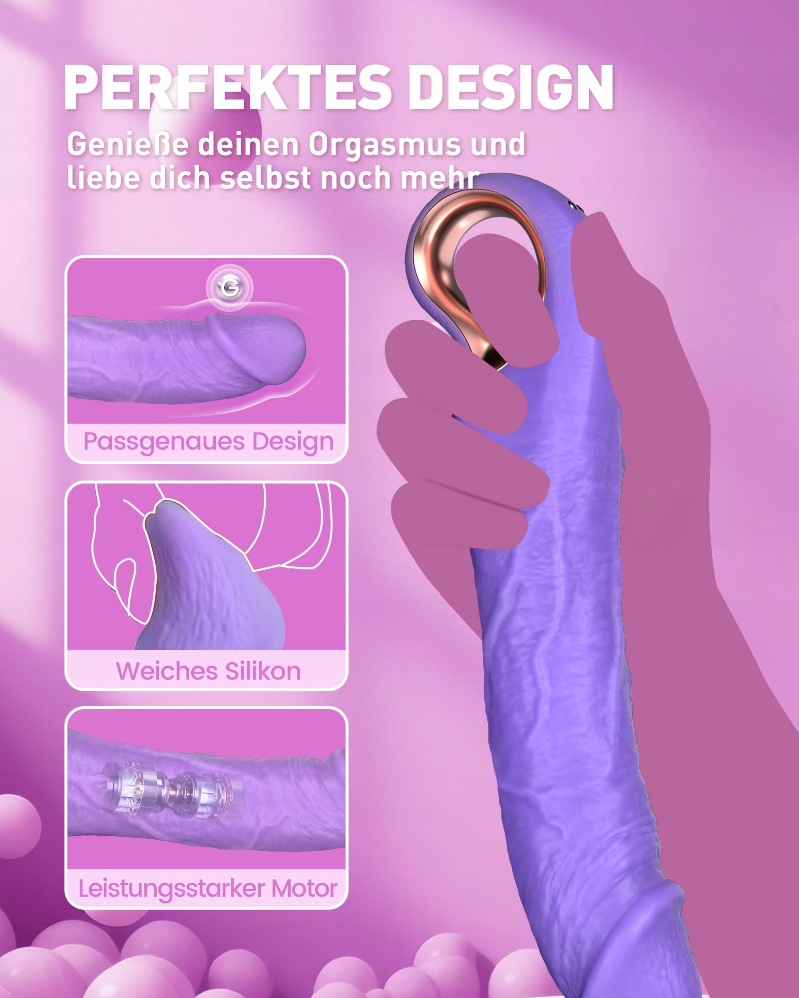 2IN1 Wibrator Dla Kobiet Realistyczny Silikonowy G Punkt Wodoodporny — miniatura 5