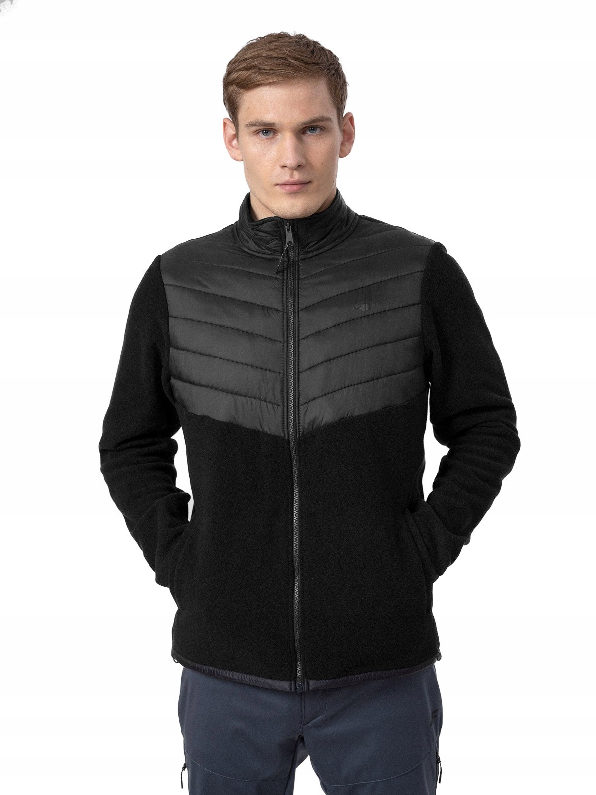 4F Polar Męski Rozpinany Ze Stójką H4Z22-PLM014A-20S Głęboka Czerń XXL