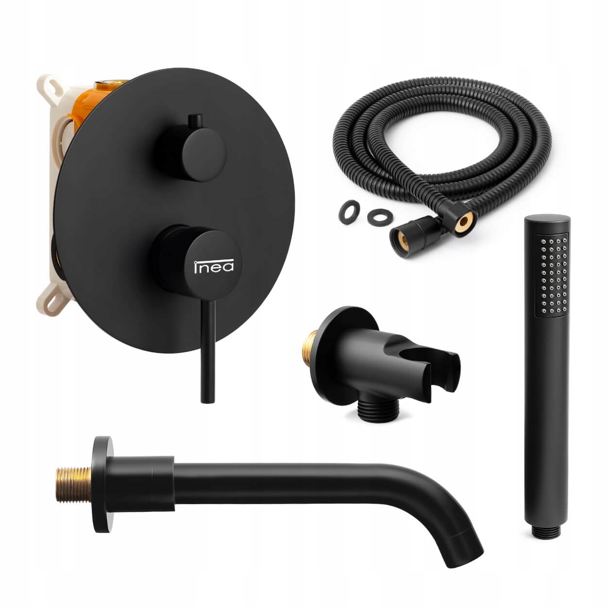 Podomietková Vaňová Batéria Čierna Matná Sada S Výtokom Do Vane S Kohútikom