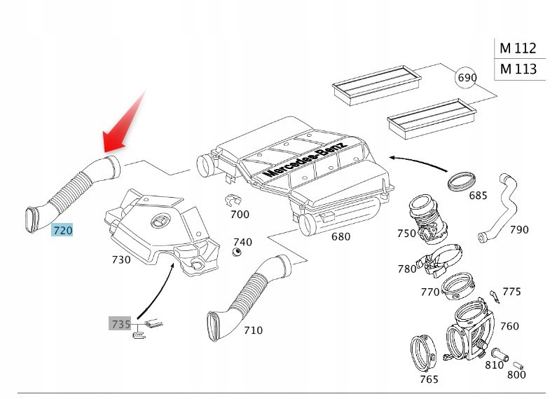 Trubka Přívodu Mercedes E Třída W211 A1120943482