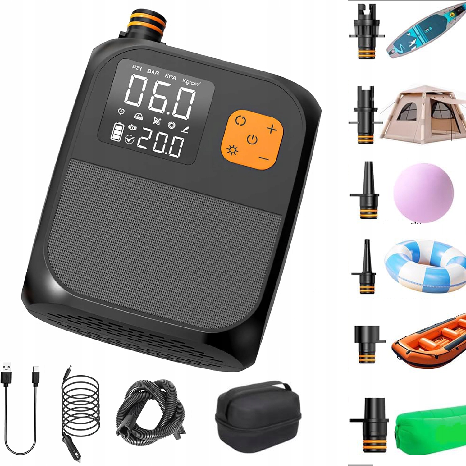 Elektrická Pumpa 25PSI Pro Kanoistiku S Bezdrátovým Digitálním Displejem