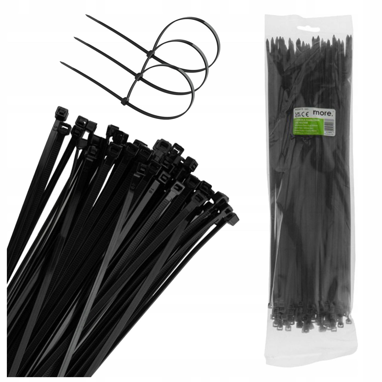 Opaski Kablowe Zaciskowe Czarne 4.6X350MM Zestaw 100SZT More Mocne Premium