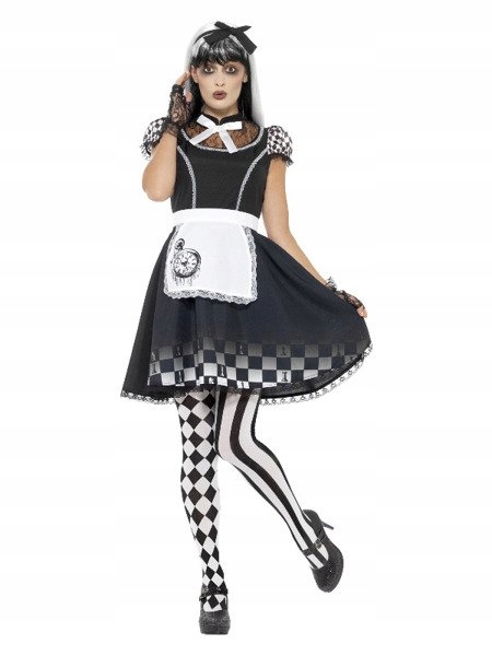 Kostým Gotická Alenka Černobílá Halloween S
