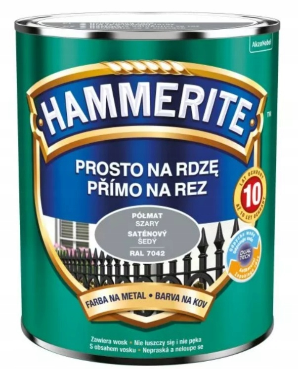 Hammerite prosto na rdzę szary RAL7042 półmat 2,5L