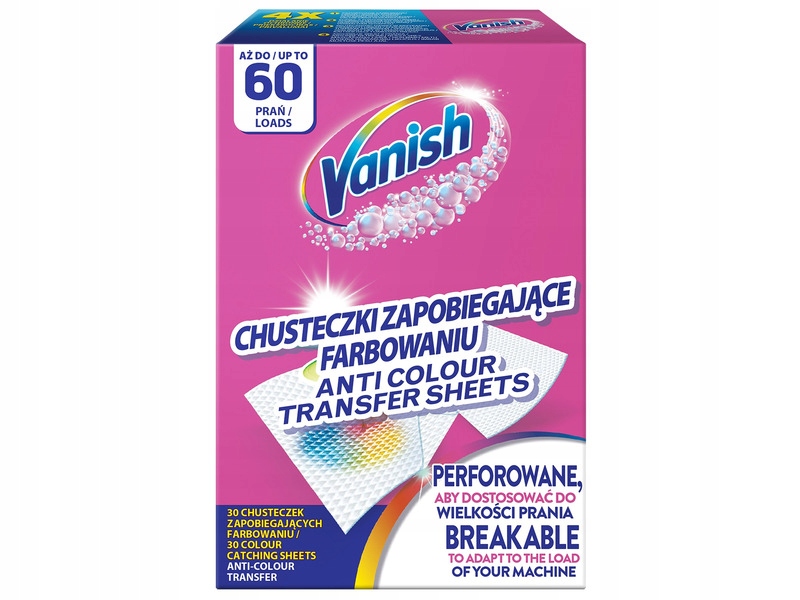 

Chusteczki do prania Vanish Color Protect 60 prań