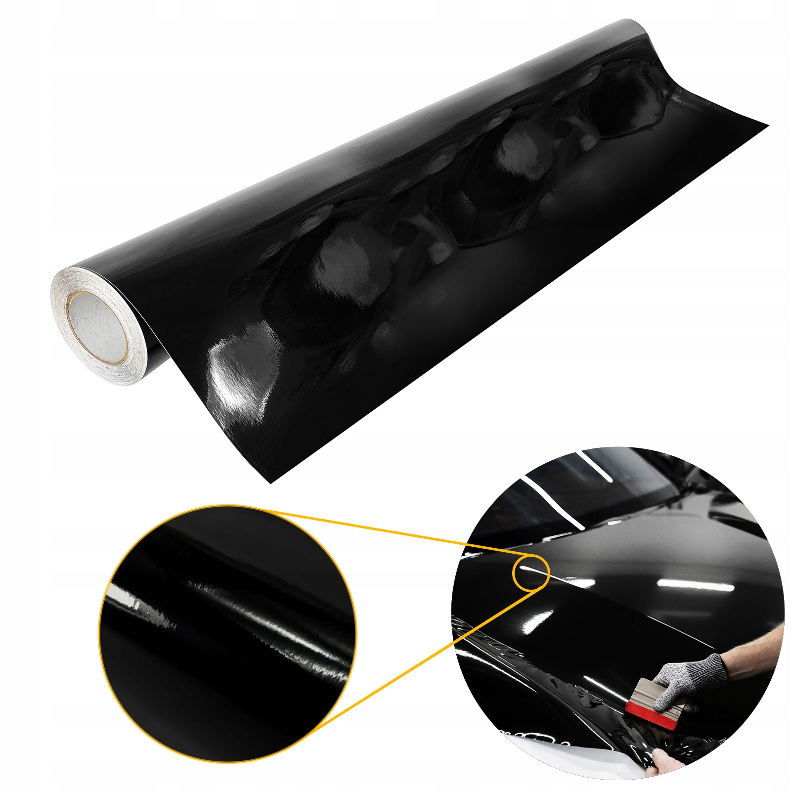 Termoplastická Fólie Černá Lesk na olepování auta Rolka 151 x 200 cm