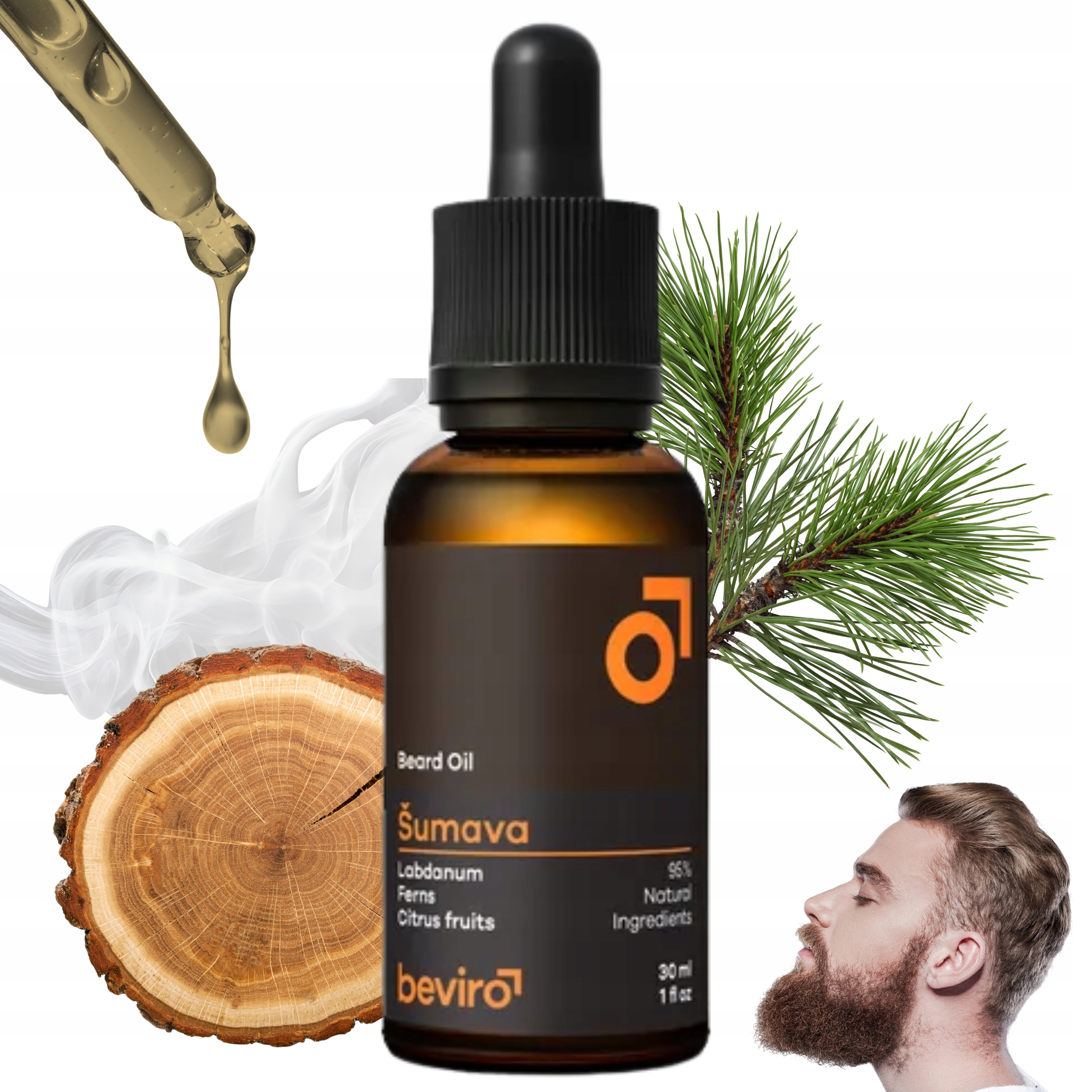 Beviro Beard Oil Sumava – Vyživující olej na vousy s lesní vůní 30 ml