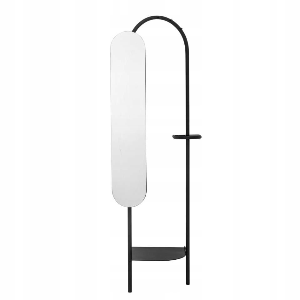 Bloomingville Belen Nástěnný věšák na oblečení se zrcadlem a poličkou Černý