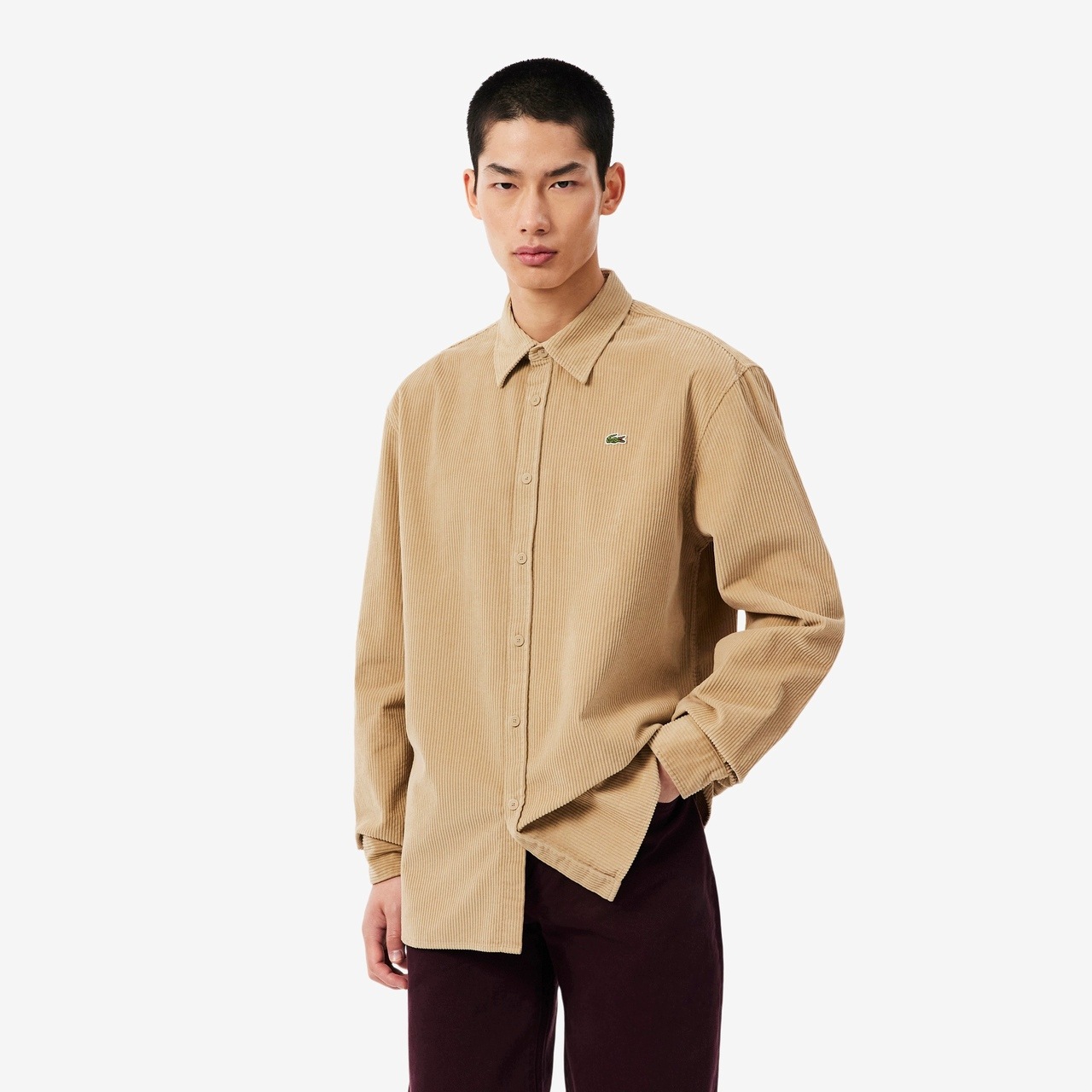 Lacoste Pánská šusťáková košile Corduroy Shirt Beige M