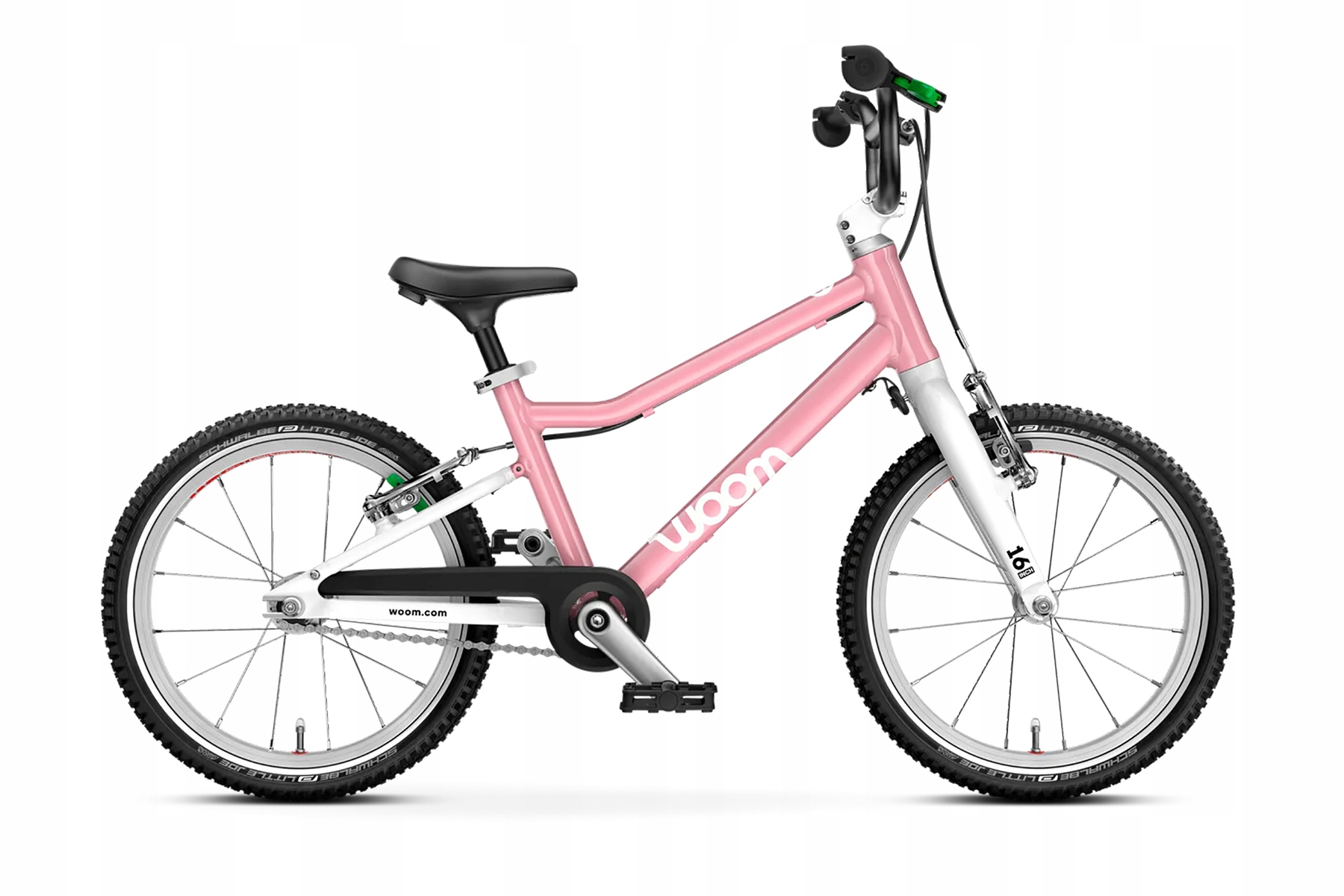 Rower dziecięcy Woom Go 3 16" powder pink złożony i wyregulowany