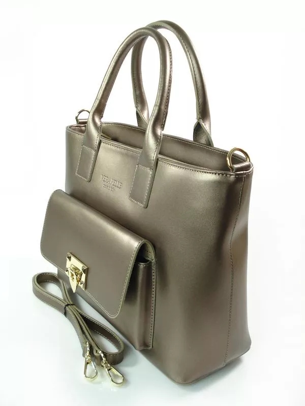 Taška Do Ruky Prostorná Shopper Bag Kůže Formát A4 Zlaté Kování Měděná