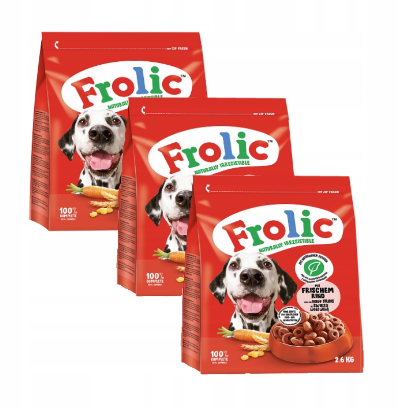Levně Frolic s čerstvým hovězím masem 3 x 2,6 kg