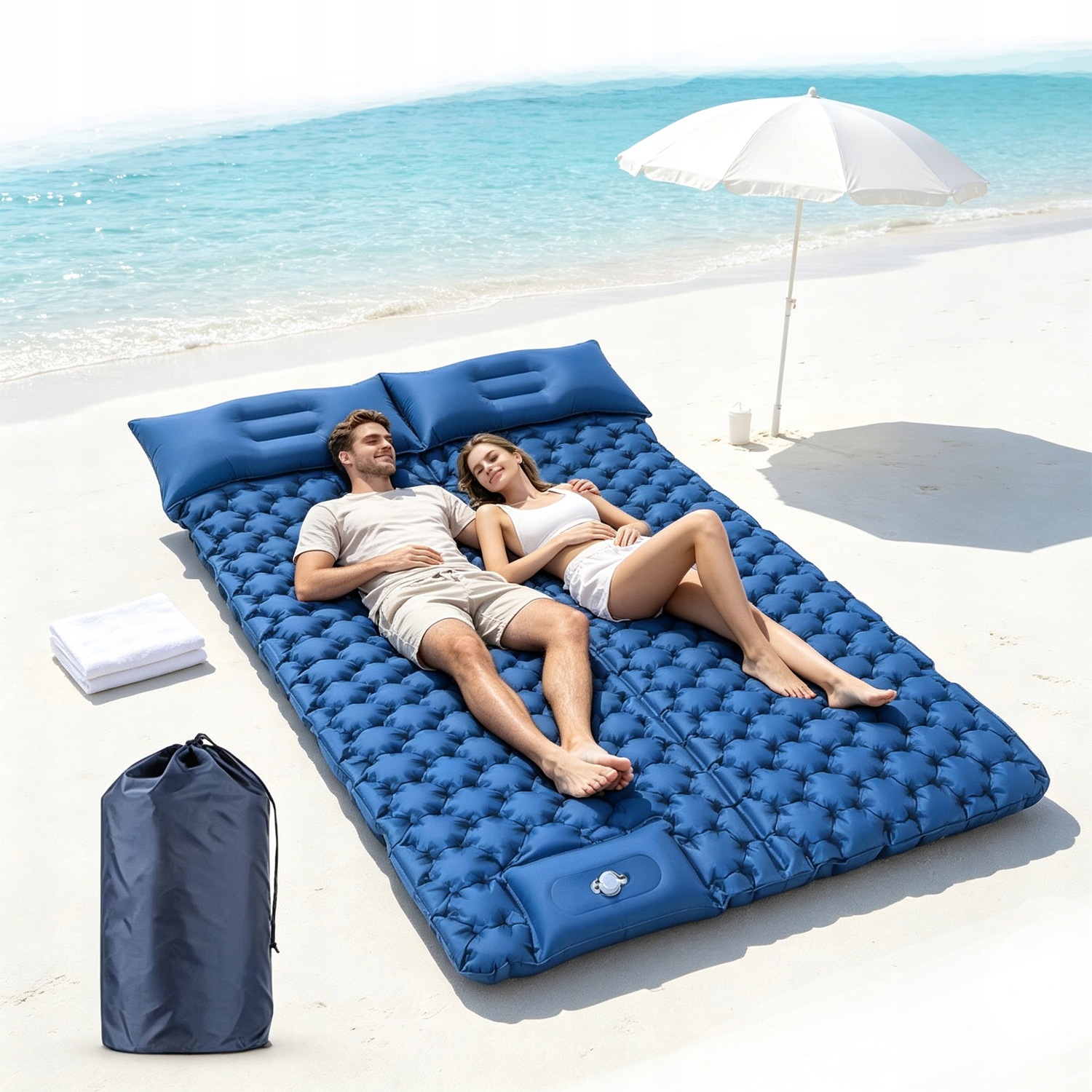 Materac Turystyczny Pompowany Dwuosobowy Nylon Tpu 200X120 CM