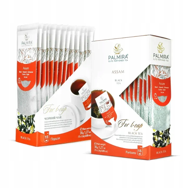 Čaj černý Assam listový v sáčcích Palmira 15 kusů