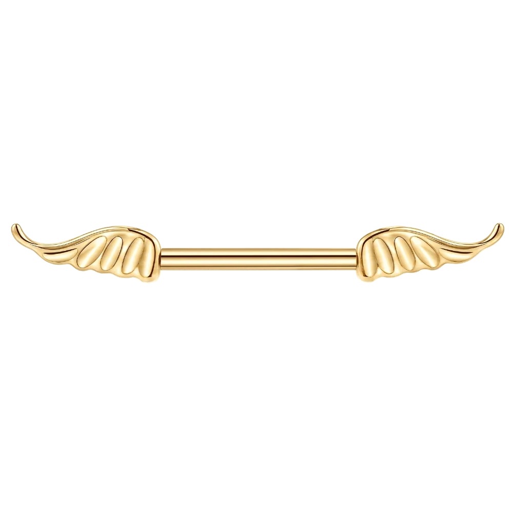 Titanová Náušnice Do Bradavky Křídla Piercing Titan G23 1.6x12 Zlatá
