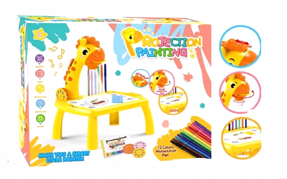 STOLIK DO NAUKI RYSOWANIA Z PROJEKTOREM RZUTNIK EDUKACYJNY - ŻYRAFA