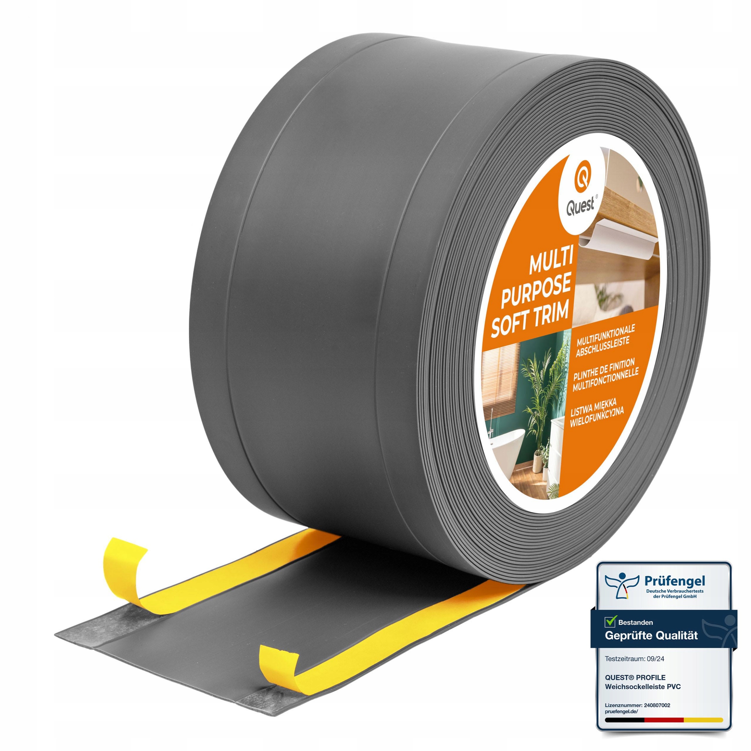 Dokončovacia lišta z Pvc 6v1 samolepiaca, tmavošedá 10 m 120 mm, W1