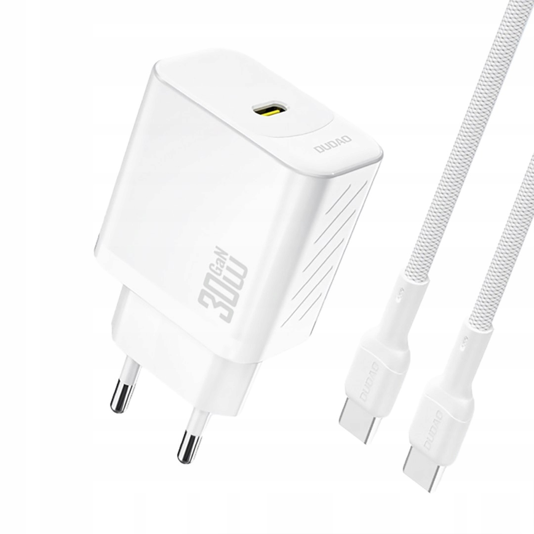 Ładowarka sieciowa Usb-c z kablem Usb-c GaN Pd 30W biała