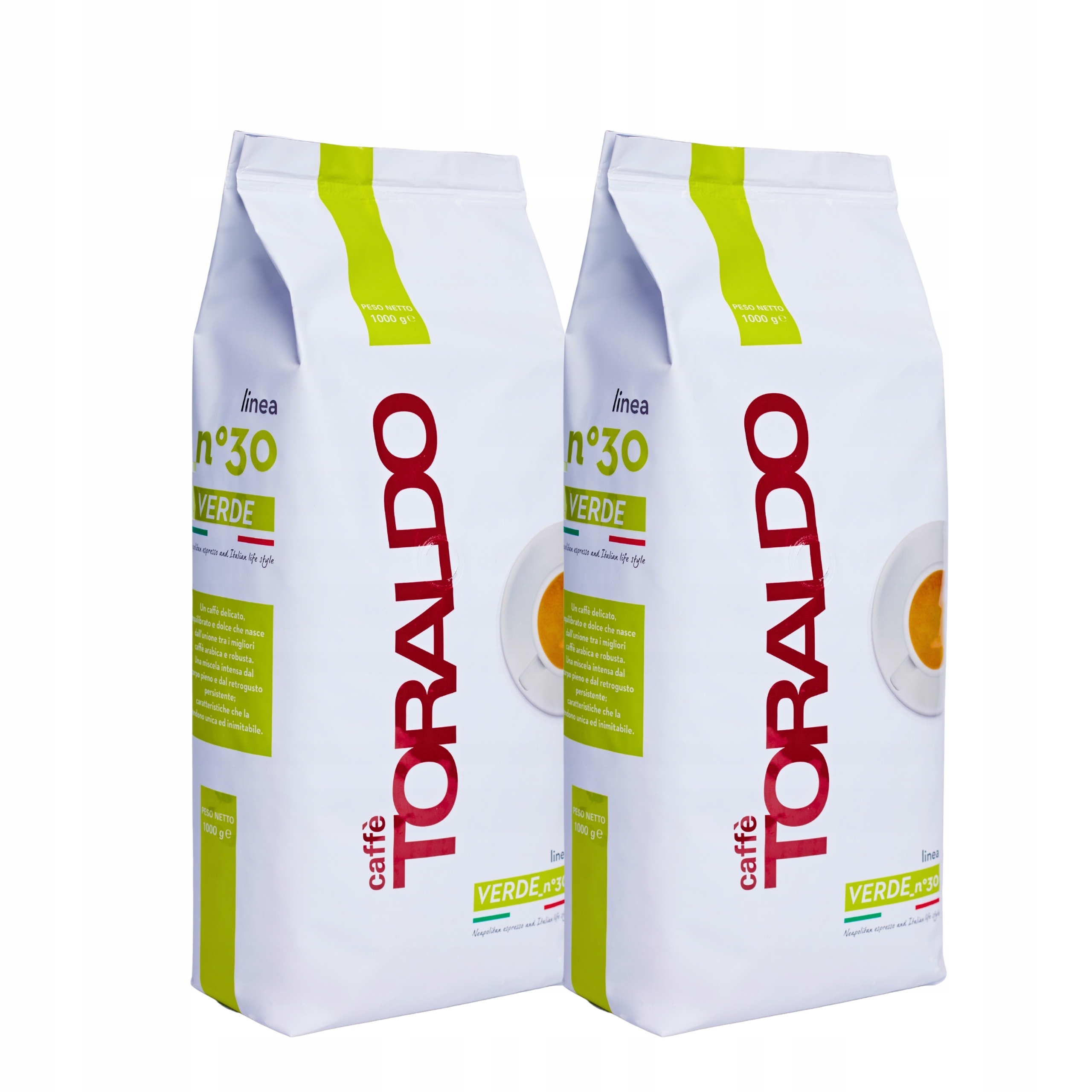 Káva zrnková 1kg x2 Arabica Robusta 100% Italská Verde 2x 1000g Dárek
