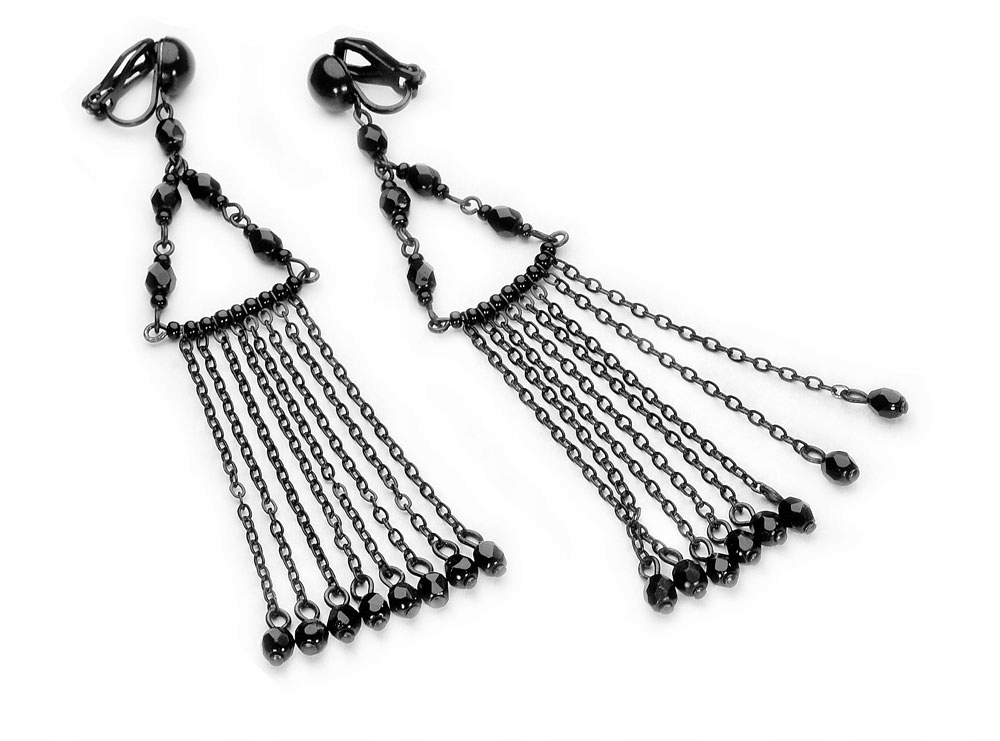 

Klipsy Czarne Długie Czeskie Jabonex Chwosty