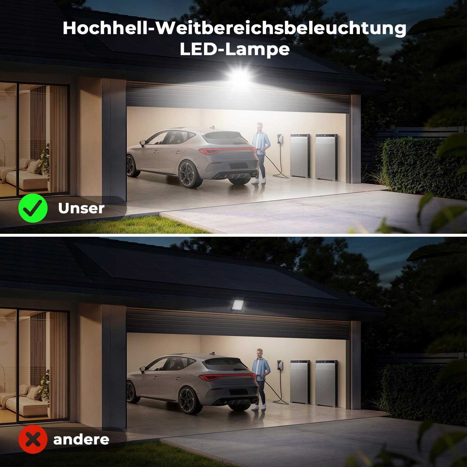 Reflektor LED Zewnętrzny 50W 5000LM IP66 Zimny Biały Do Garażu ICRGB — miniatura 3