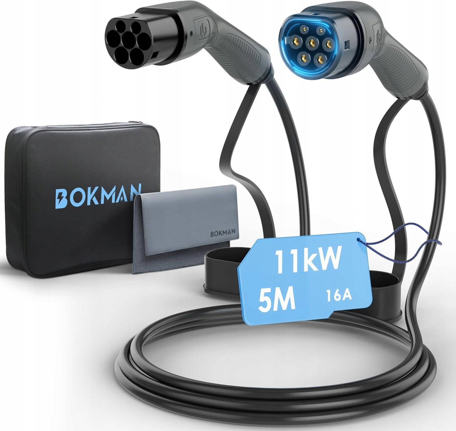 Kábel Bokman Typ 2 dĺžka 5 m počet fáz 3 22 kW