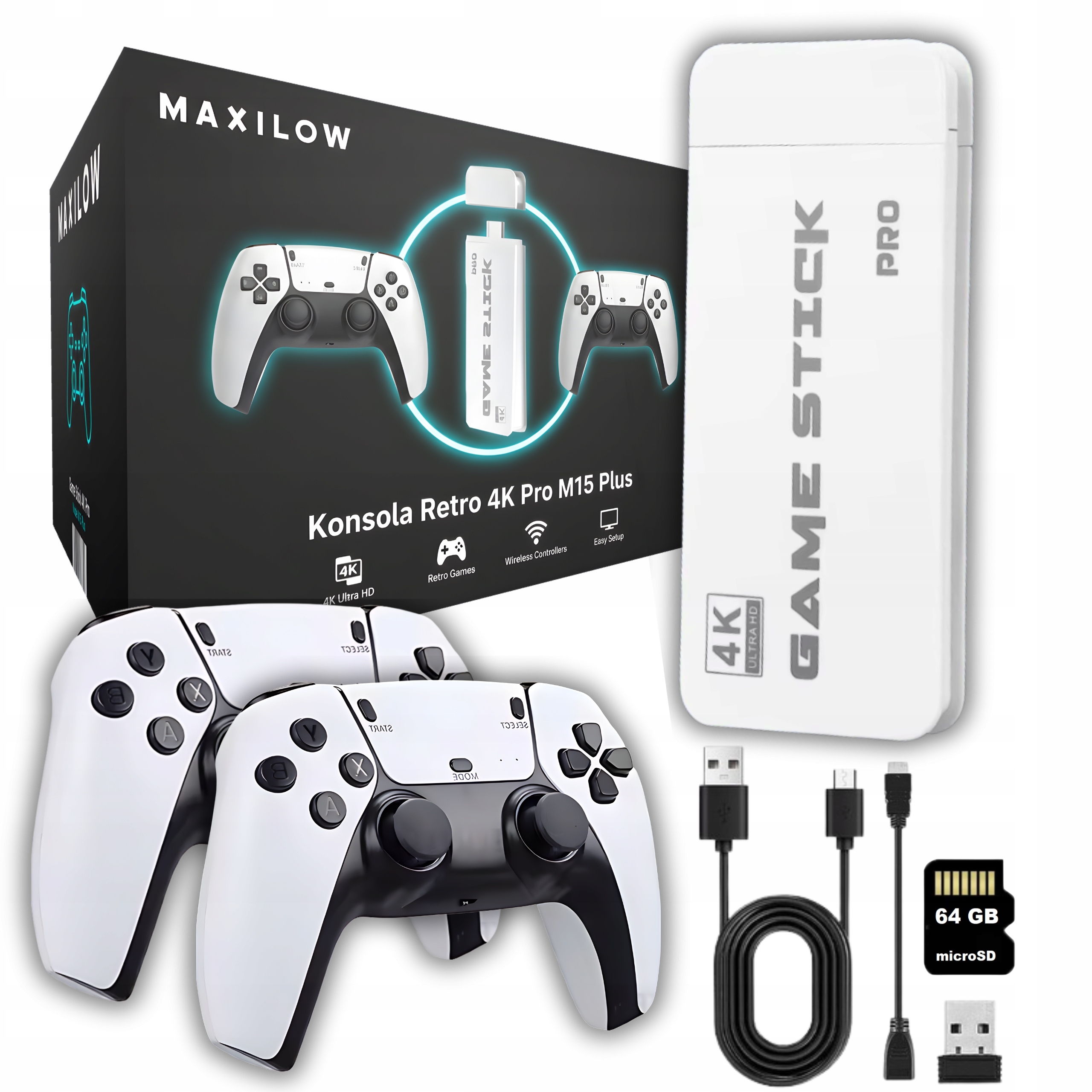 Konsola retro Maxilow HDMI 20 000 gier z 2 bezprzewodowymi padami