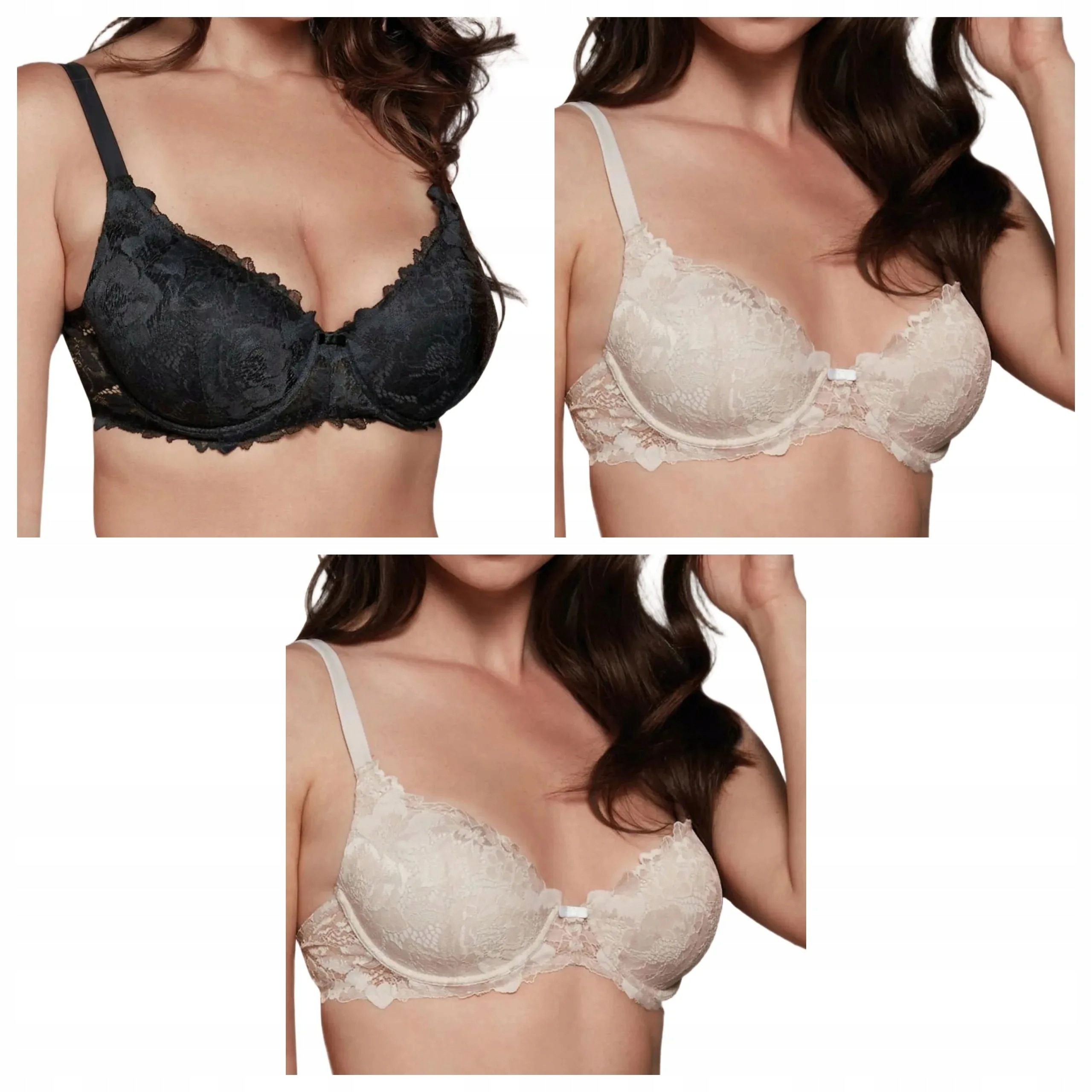 3x Podprsenka balkonetka s krajkou Lormar Comfy 401L 2x talco černá 90B