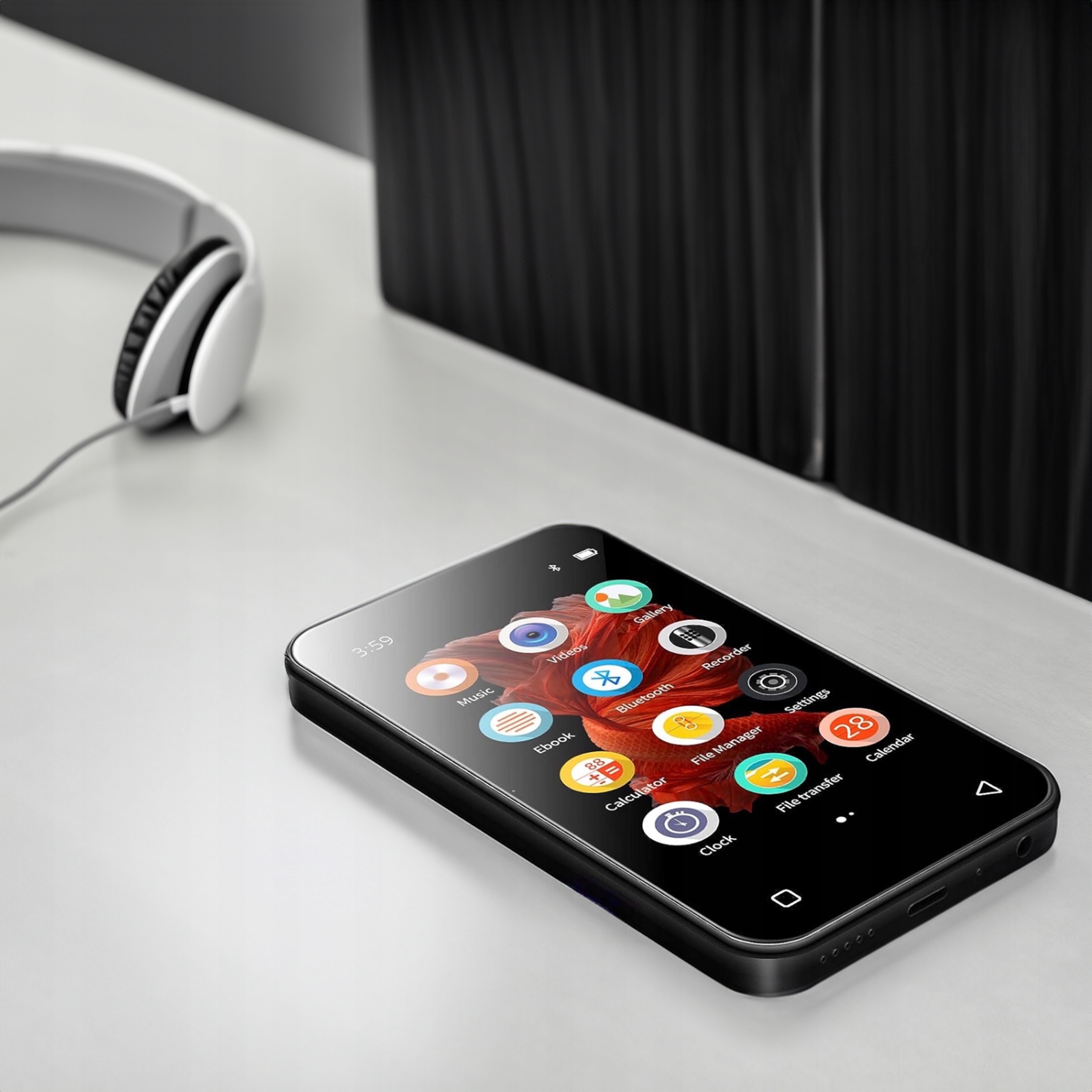 Odtwarzacz MP4 Bluetooth z WiFi, RADIO FM, HiFi, dyktafon, DOTYKOWY 4", 8GB Komunikacja Bluetooth Wi-Fi