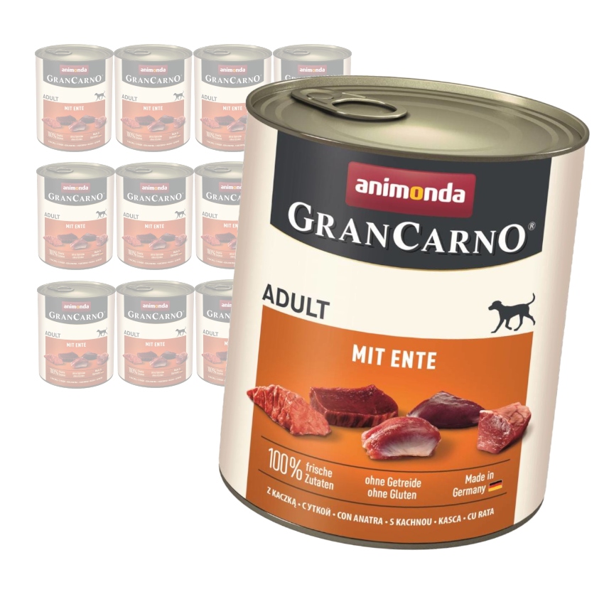 Animonda GranCarno Adult 12x800g Vlhké Krmivo pro psy s kachnou