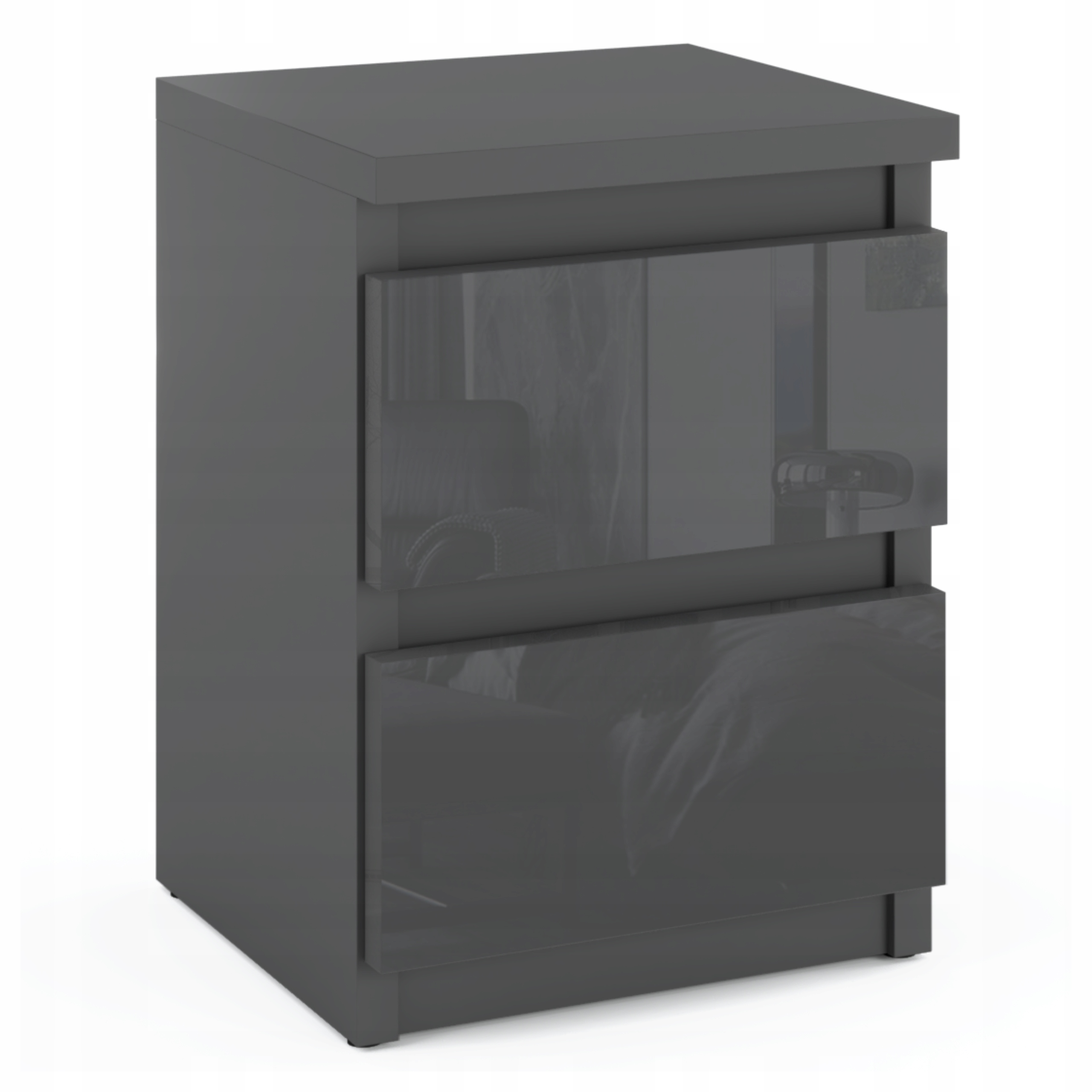ТУМБОЧКА 30 СМ СЕРЫЙ БЛЕСК 2 ЯЩИКА RTV ЖУРНАЛЬНЫЙ СТОЛИК ДЛЯ СПАЛЬНИ УЗКИЙ