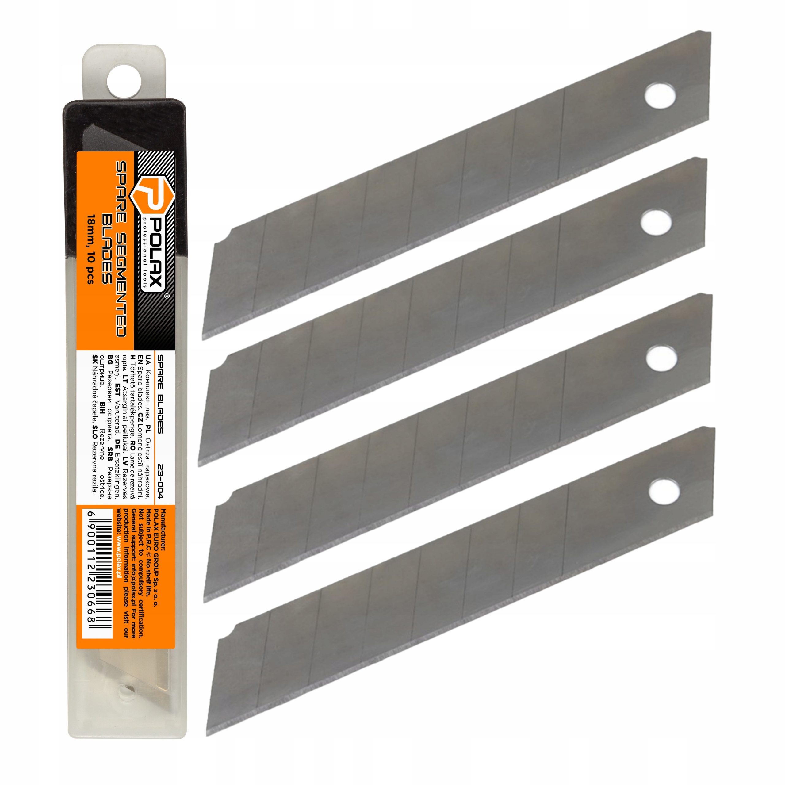 POLAX OSTRZA ŁAMANE SEGMENTOWE ZAPASOWE DO NOŻA TAPECIAKA 18MM 10SZT