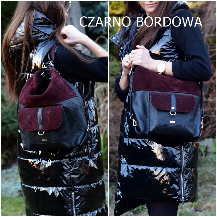 TOREBKA DAMSKA PLECAK 2W1 WŁOSKA SKÓRA NATURALNA Wzór dominujący bez wzoru