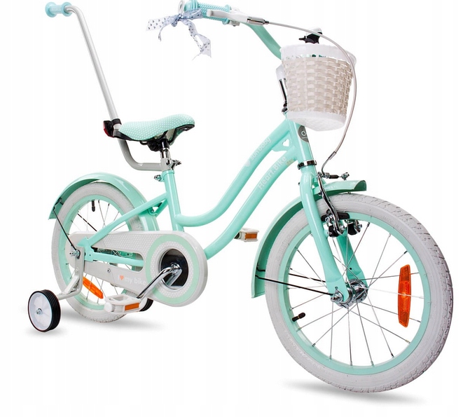 Rowerek Silver Moon 16 Cali Miętowy 0302335 Kółka Boczne Pchacz Koszyk