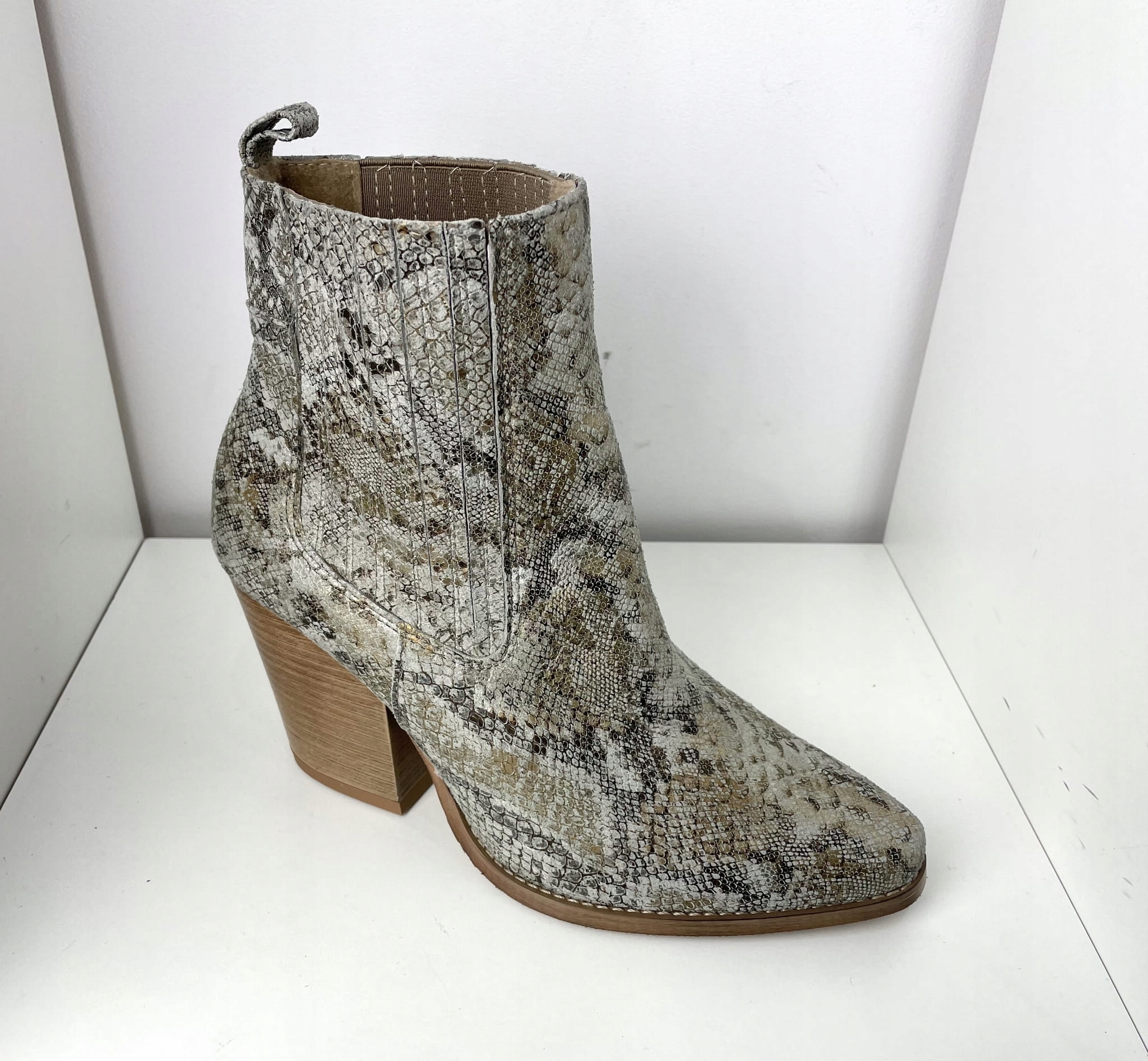 Dámské kožené kovbojské boty Kotníkové Boty Higo 2034 Snake -S119 40, béžové