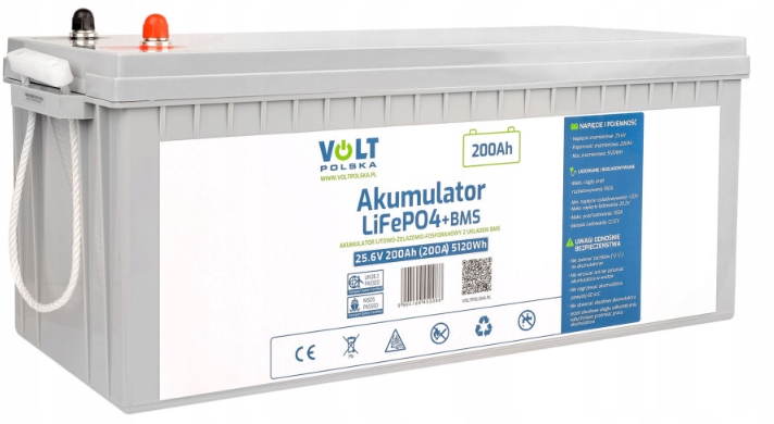 Akumulator LiFePO4 25,6V 200Ah (200A) Bms Bezobsługowy
