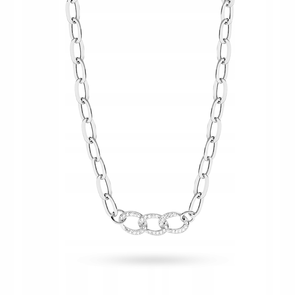 Stříbrný Náhrdelník ryzost 925 S Tlustým Řetízkem A Zirkony